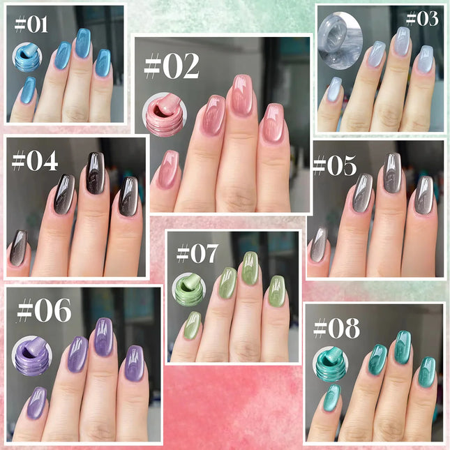 ZH Autumn And Winter Nails Toe Selling Whitening Glass Bead Cat Eye Gel Nail Polish Black Nails Nail Art Grey Cat Eye Nail Glue