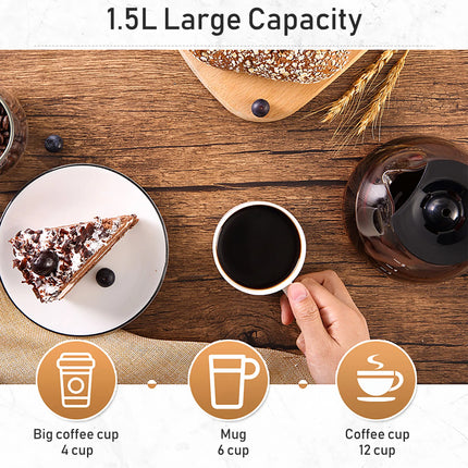 1.5L Electric Drip Coffee Maker 800W Household Coffee Machine 15 Cup Tea Coffee Pot Milk Coffee Maker for Gift 220V Sonifer
