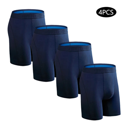 4-pack men's long boxer briefs plus size men's sexy long-leg cotton underpants fashion men's trunk briefs