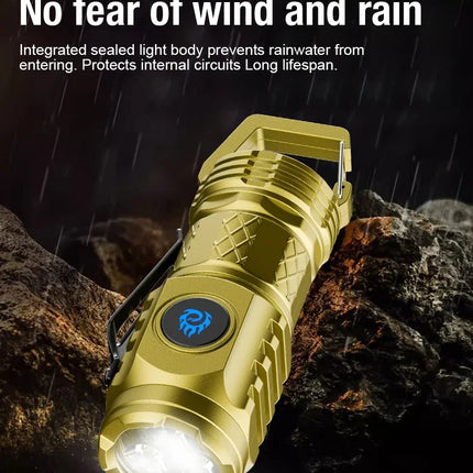 Mini 3 LED Flashlight With Pen Clip Portable Brightness,Rechargeable Waterproof Emergency Spotlight Outdoor Night Walking Torch