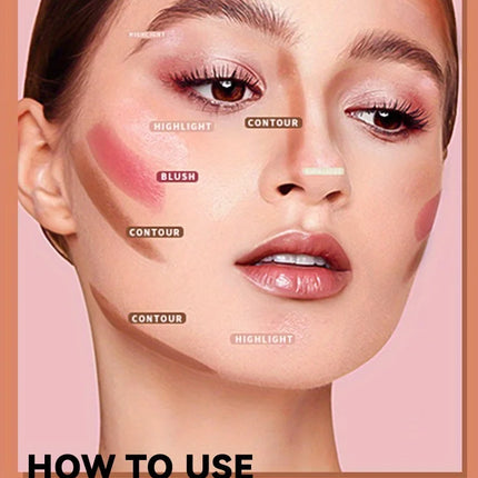 Cream Contour Sticks,Shades with Highlighter & Bronzer & Blush, Non-greasy and Water-resistant Face Contouring Pen