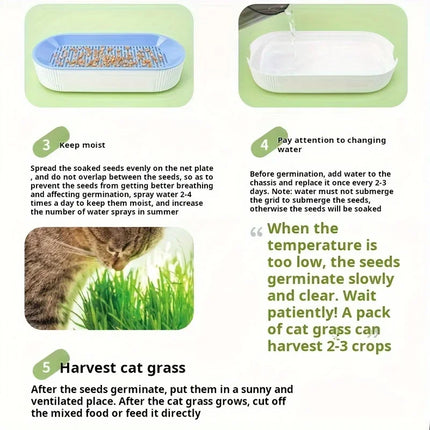 Hydroponic Cat Grass Planter Box Growing Pot Reusable Cat Snack Catnip Planting Container Soil-Free Easy-to-Use Home Supplies