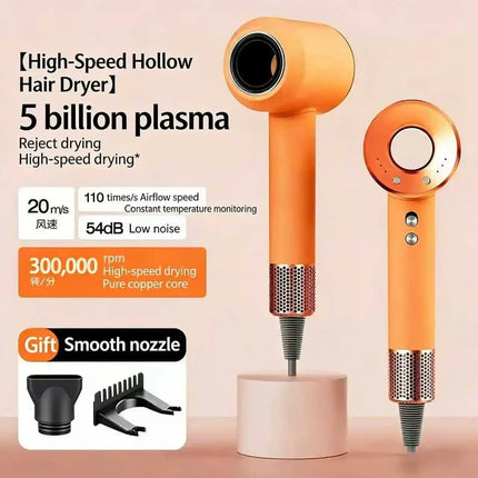 High Speed Hair Dryer 110000RPM Negative Ion Blow Dryer Fast Drying Vibrant Orange