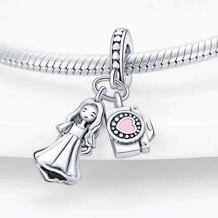 925 sterling silver boys and girls lovers pendant charms Fit 4MM hole diameter bracelet charm beads necklace Diy female jewelry