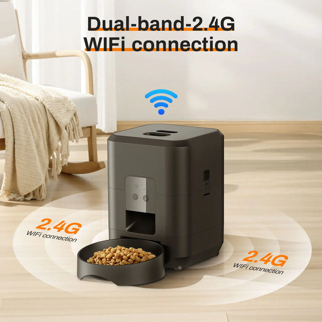 Pet feeding machine, APP-controlled automatic cat feeder, cat dry food dispenser, suitable for small and medium-sized pet feeder
