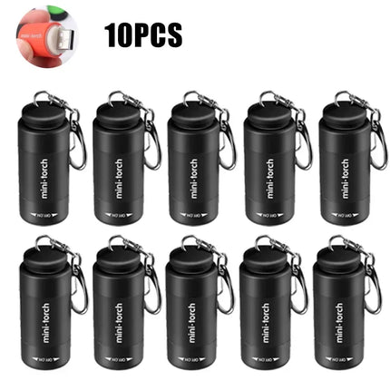 USB Rechargeable LED Multifunctional Strong Light Pocket Keychain Flashlight Waterproof Outdoor Hiking Camping Mini Flashlight