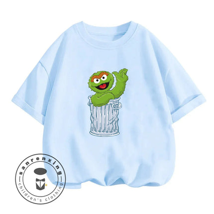 2026 Summer Fashion Sesame Street Crew Neck T-Shirt 3-14Y Boys Girls Cute Kawaii Cartoon Street Hot Outdoor Casual Lovely