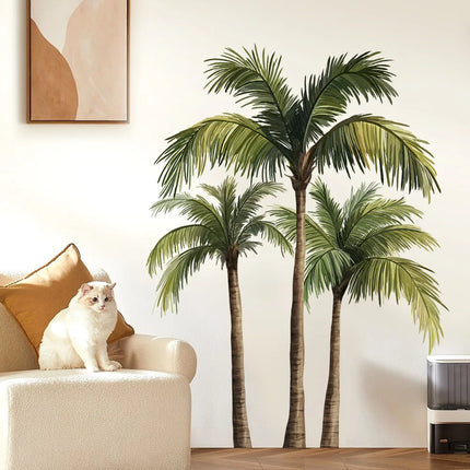 Coconut Tree Wall Stickers For Living Room Natural Bedroom Wardrobe Skirting Wall Decoration Self-adhesive Decor Sticker