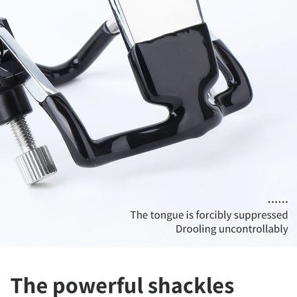 Stainless Steel BDSM Gag with Tongue Press Adjustable Metal Mouth Restraint Mouth Plug Slave Deep Throat Gag Restraint for Adult