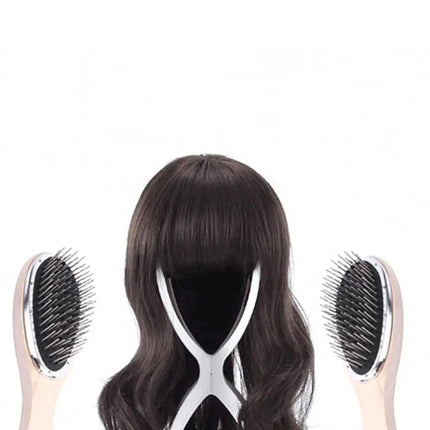 Wooden Handle Detangling Hair Brush Hair Wig Styling Steel Combs Wide-toothed Round Head Massage Brush Barber Metal Comb