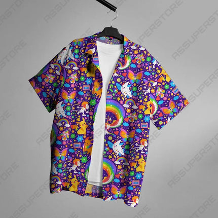 Summer's Latest Fashion: 3D Printed Cartoon Elements. Casual Style Men's Collar-neck Button-down Short-sleeved Shirt - Cool