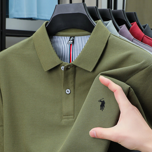 100% pure cotton summer new trendy men's short-sleeved luxury custom business polo shirt exquisite embroidered T-shirt top