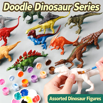 DIY Unpainted Dinosaur Painting Kit Blank White Dinosaur Figures Model Graffiti Art Craft Set Montessori Educational Toy Gifts