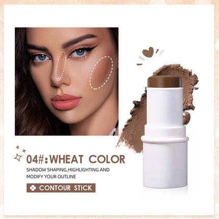 QIBEST Multi-functional Makeup Balm Pearlescent Highlights Stick Cheek Blush Brighten Highlight Stick Lip Balm Contour Pen