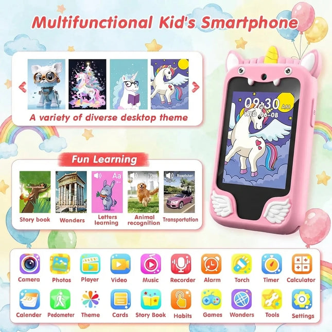 New Children Smart Phone Kids Toys Cartoon Unicorn Touchscreen Music Mobile Learning Educational Toys Birthday Boys Girls Gifts