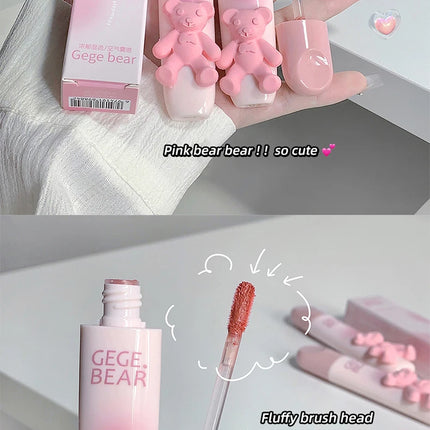 Cute Little Bear Lip Glaze Mist Face Matte Velvet Lipstick Holding Makeup Whitening Lip Cream Coloring Lip Color