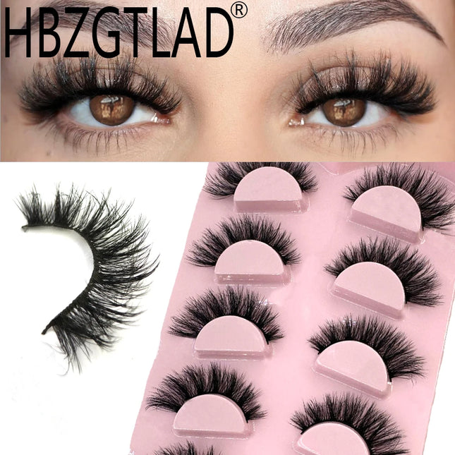 New 5 pairs of false eyelashes, soft and fluffy mink fur, short, naturally curled drag queen lashes, suitable for self-grafting