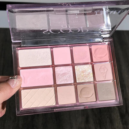 12Color Pink Brown Eye Shadow Tray Pearl Glitter Earth Matte Chocolate Eyeshadow Palette Korea Low Saturation Eye Pigment Makeup