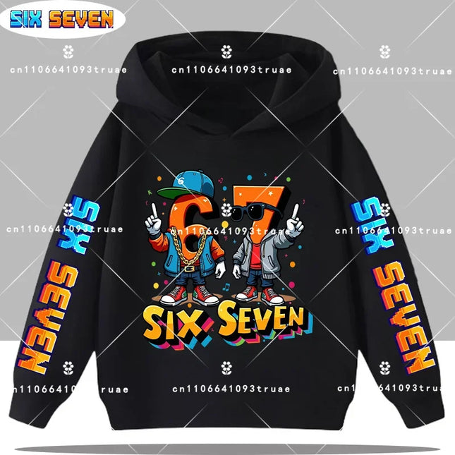 Autumn Children's Comfortable Hoodies 67 Six Seven Digit Print Kid Cute Fleece Sweatshirt Boys Girls Casual Fashion Sport Hooded