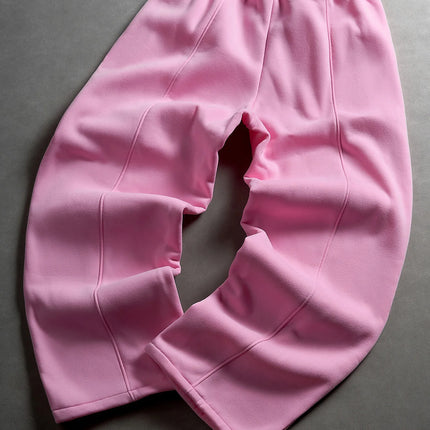 Men's Spring & Summer Casual Fashion Pants, Stylish Color-Block Trousers, High-Street Pink for Daily Wear
