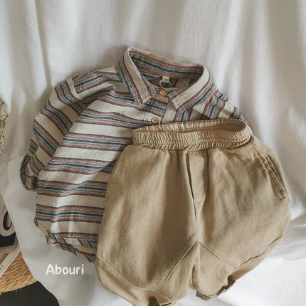 Boys Blouse Cotton Jacket Stripe Print Spring Autumn Kids Shirt Coat Outerwear Lightweight Top Children's Clothing High Quality