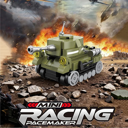Spring Powered Mini Building Blocks Combat Aircraft Tank Series Desktop Model Kids Toy Adult Creative Gift Colorful Bags