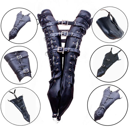 Arm Binder Glove Sleeves,Behind Back Bondage Armbinder,BDSM Leather Handcuffs Straight Jacket,Sex Toys For Couples