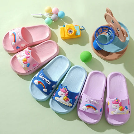 New Unicorn Slippers Boy Girl Summer Kids Rainbow Indoor Slippers Non-Slip Beach Sandals Toddler Home Shoes Baby Flip