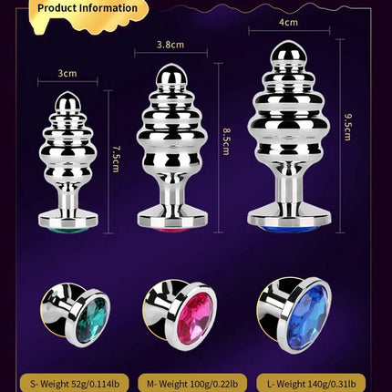 Metal Anal Plug Stainless Steel Butt Plug With Jewelry Colorful Crystal Anus Plug Adults Sex Toys for Men Women Gay Adult Game