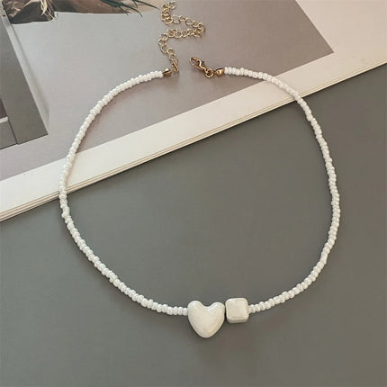 New Fashion Candy Color Choker Necklace for Women Girl Love Heart Square Geometric Short Necklace Seed Bead Neck Jewelry 2026
