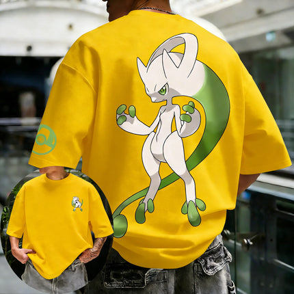 Pokemon  Anime Mewtwo Y Printed Pure Cotton Unisex T-shirt Summer New Street Hip-hop Loose Casual Y2K Parent-child Top