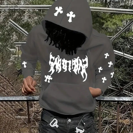 The new men's hoodie for the autumn of 2025 features street casual fashion hip-hop simplicity and 3D cross print