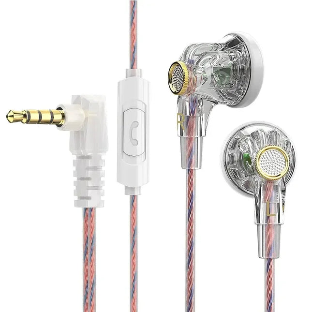QKZ MDR Flat-Head Headphones 16MM Large Dynamic HIFI Bass Sport Earbuds Music Wired Earphones 3.5MM AUX Headset In Ear With Mic