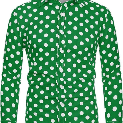 Fashion 3D Printed Men's 10-color Polka Dot Long-sleeved Slim-fit Shirt Button And Long-sleeved Comfort Casual Men's Tops