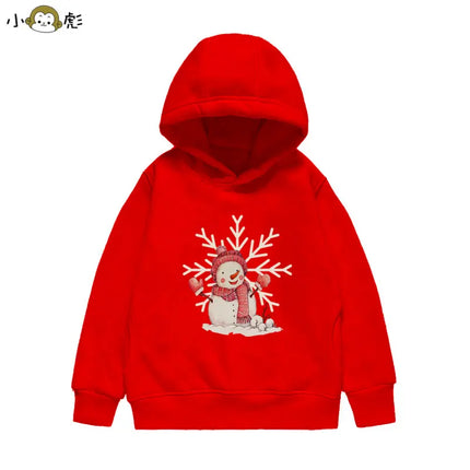 Christmas Reindeer Bear Santa Claus Children Hooded Sweatshirt Boy Girl Autumn Winter Daily Outdoor Casual Loose Warm Sportswear