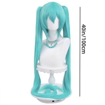 Long Synthetic Fiber Wig in Green Anime Style Suitable for Daily Wear, Birthdays, Heat-Resistant Fiber, Role-Playing