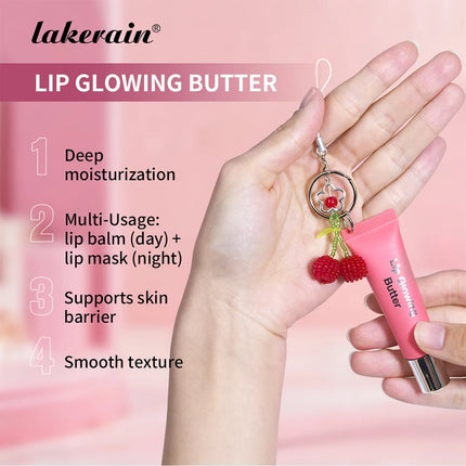 Lakerain Lip Gloss Butter Lip Balm Moisturizing Lip Balm Lip Gloss With Pendant Silver Chain Cherry Easy to Carry Lip Gloss