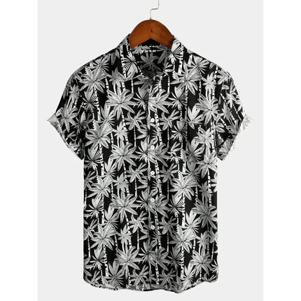 2026 Summer Mens Striped Floral Shirt 3D Print Short Sleeve Beach Casual Oversized Vacation Hawaiian Camisa Listrada