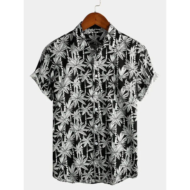 2026 Summer Mens Striped Floral Shirt 3D Print Short Sleeve Beach Casual Oversized Vacation Hawaiian Camisa Listrada