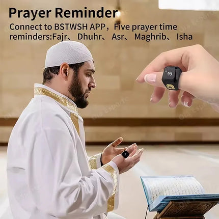 2026 Newest Qibla Zikr Muslim Smart Ring Tally Tasbeeh Counter 5 Prayer Time Reminder Waterproof Smart Rings Men Women Muslims