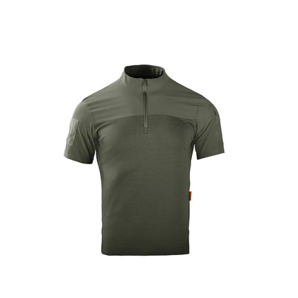 Men's Tactical Frog Shirt Short Sleeve Quick Dry Stand Collar Camo Combat Top Outdoor Hiking Training Breathable T-Shirt
