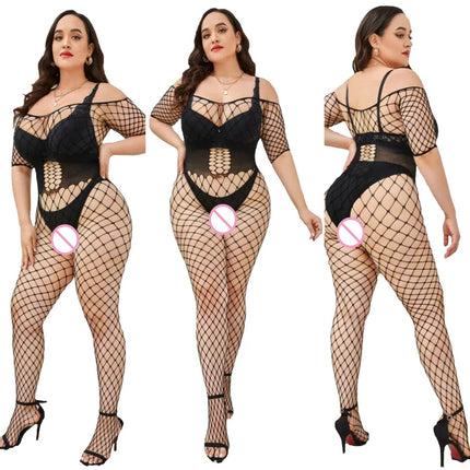 New Plus Size Bodystocking Bodysuits For Women Sexy Fishnet Lingerie Babydoll Dress Porno Underwear Mesh Stockings For Sex