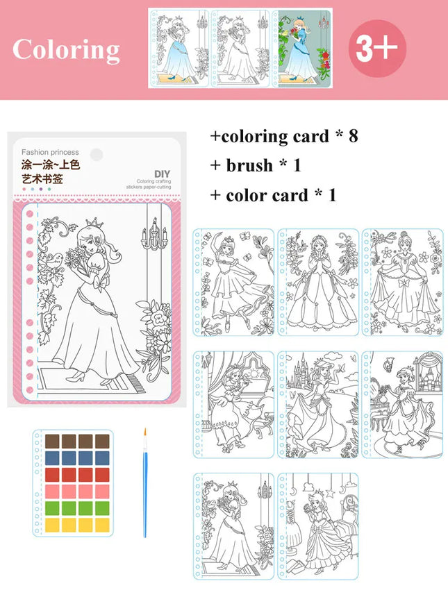 DIY Painting Sticker Craft Toys Kid Art Girls Poking Princess Handmade Educational Magical Children Gifts