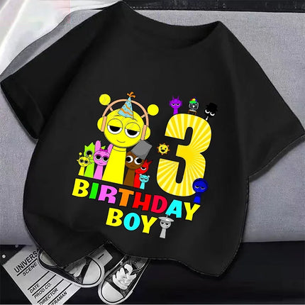 Sprunki Boys Girls 1-9 Years Birthday Children T-shirt Incredibox Cotton Kids Clothes Cute Cartoon Game Graphic Tops Party Gift