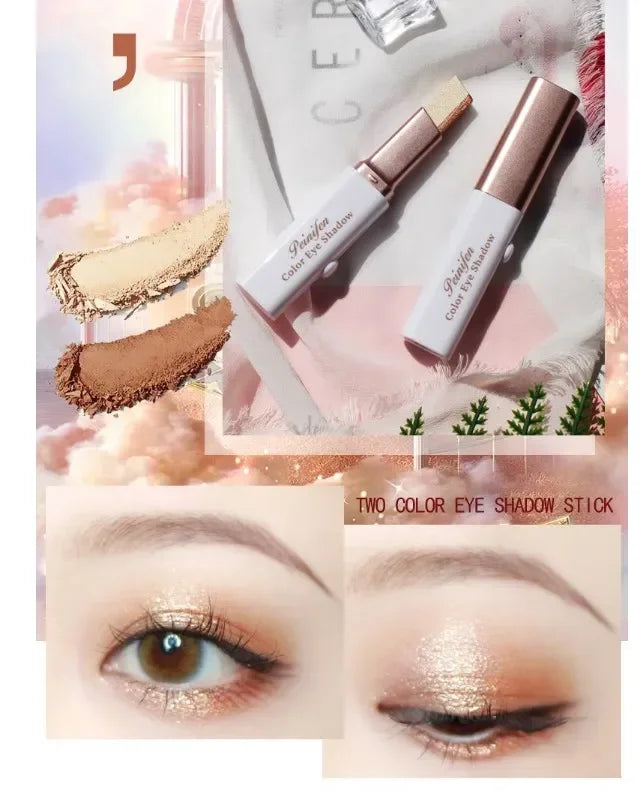 Double Color Eyeshadow Stick Gradient Shimmer Cream Pen Eye Makeup Cosmetic Eyeshadow Stick Korean Makeup