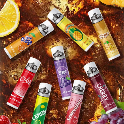 8PCS Soda-Inspired Lip Balm Set, Long-Lasting Moisture & Anti-Chapping, 8 Scents, Ideal for Daily Use & Holiday Gift Giving