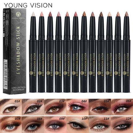 Glitter Brown Eyeshadow Pen Waterproof Lasting Shimmer Matte Lying Silkworm Eyeshadow Pencil Highlighter Stick Eyes Makeup Tools