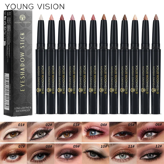 Glitter Brown Eyeshadow Pen Waterproof Lasting Shimmer Matte Lying Silkworm Eyeshadow Pencil Highlighter Stick Eyes Makeup Tools