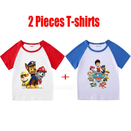Child T-Shirt for Boys Girls Kids Shirts Baby Short Sleeve PAW Patrol Print T-Shirt Toddler Cotton Cartoon Tee Tops Clothing