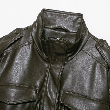 Chic Fashion Faux Leather Jackets for Women Loose Zipper Long Sleeve Female Short Coats 2026 Autumn Lady Casual New Outerwear ﻿